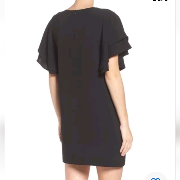 Felicity & Coco Dress Navy Blue Ruffle Flounce Flutter Sleeves XS Mini Shift - Picture 3 of 8